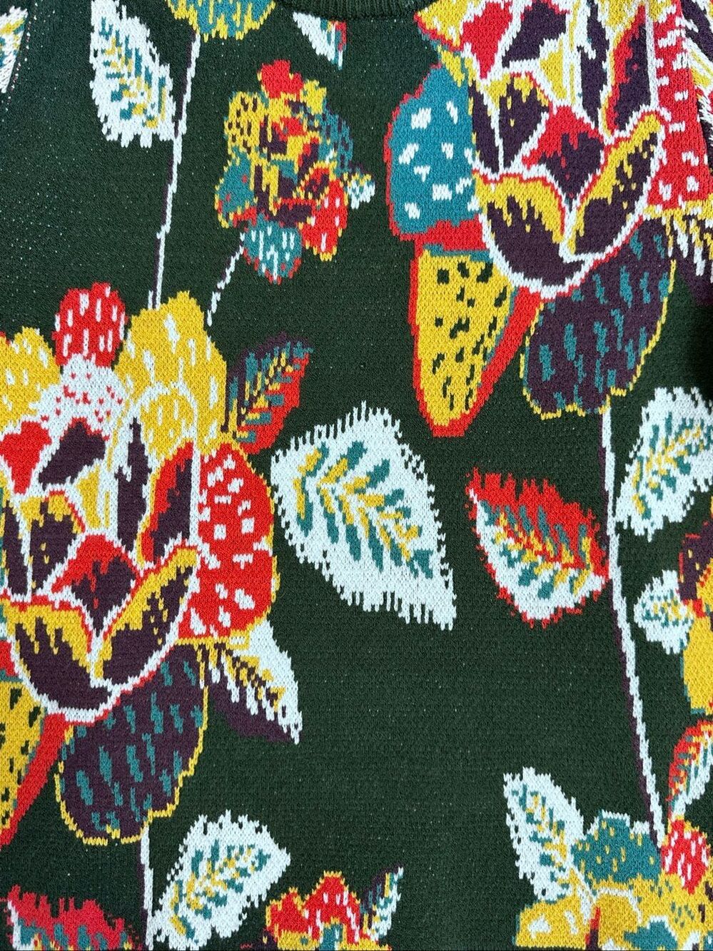 FARM Rio Anthropologie Margarita Floral Puff Sleeve Sweater M Cottage Artsy - Picture 9 of 16